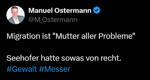 Screenshot eines Tweets von Mauel Ostermann